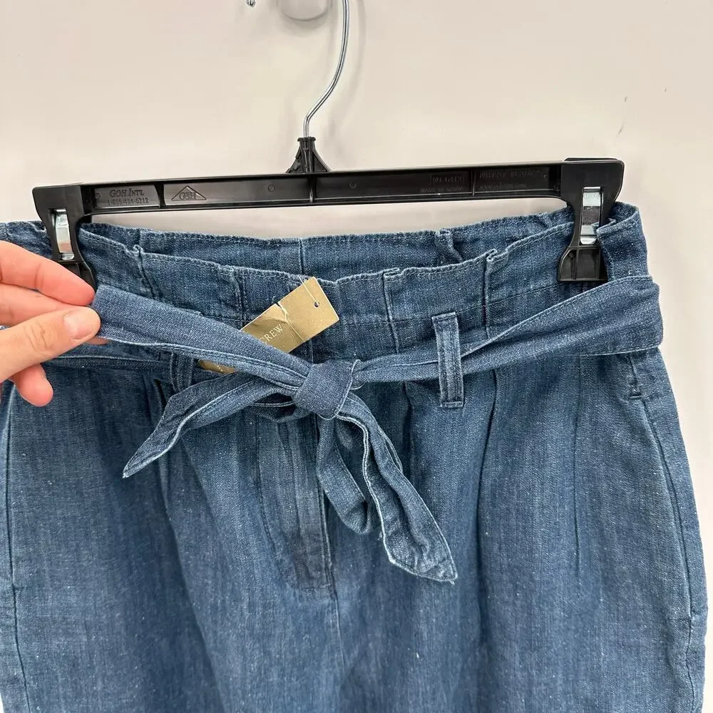 J. CREW NWT Paperbag Tie Waist Ankle Jean Pants in Chambray  // 2